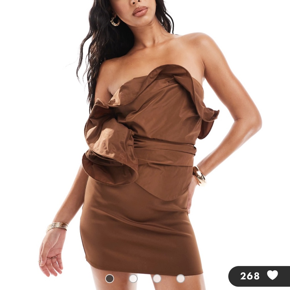 ASOS Brown Ruffle Mini Dress
